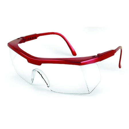 Sellstrom Sebring, Safety Glasses, Anti-Scratch, Clear Lens, Red Frame, Half-Frame S76401